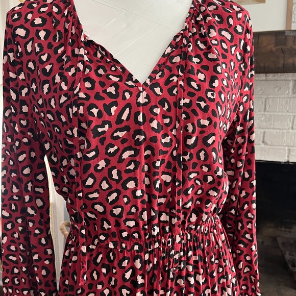 Old Navy Pretty Leopard / Polka Dot Print Dress Medium 3/4 sleeves - Picture 4 of 6